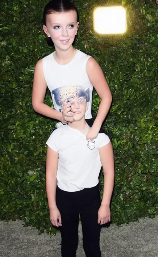 Prompt: a galaxy in the shape of millie bobby brown