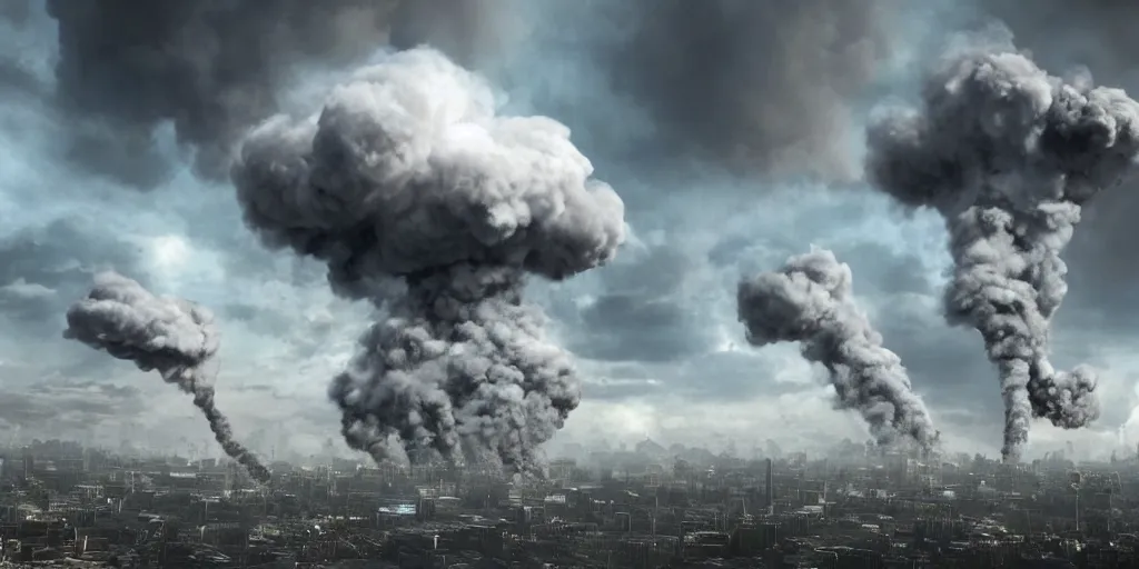 Image similar to the future of the human kind, bombs, pollution, deaths, 8k, ultra realistic