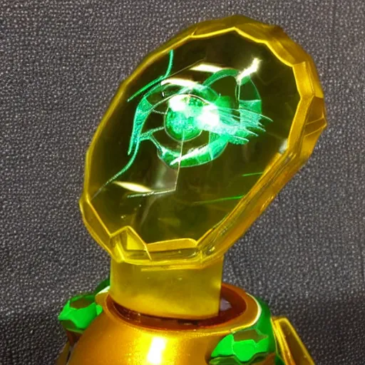 Image similar to a really shiny translucent metroid from the metroid series