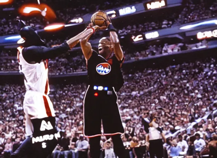 Image similar to ESPN still of Darth Vader playing in the nba playoffs live on espn, 4k