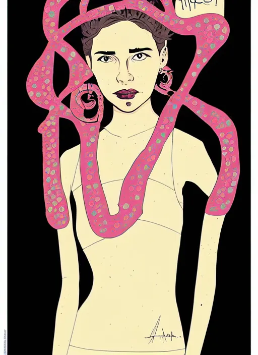 Image similar to a portrait of a pretty young lady by asaf hanuka