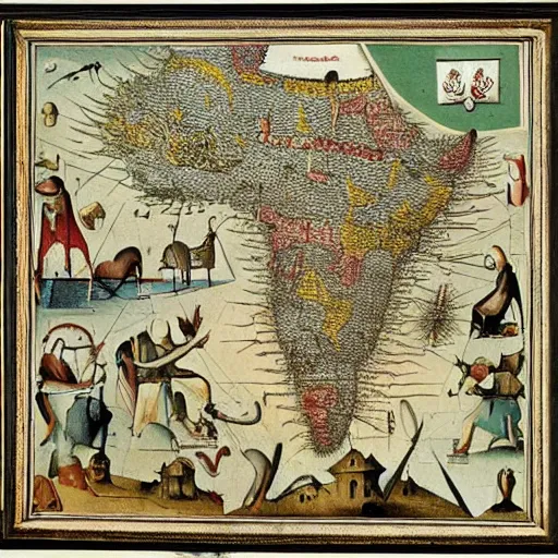 Prompt: middle east map by hieronymus bosch,