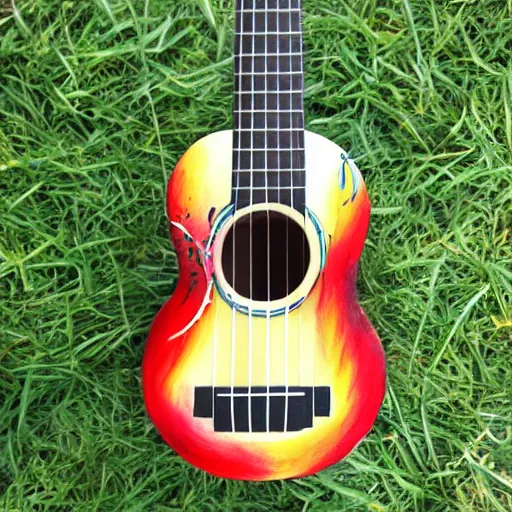 Image similar to avocado ukulele painted by kalho