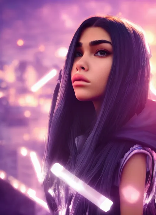 Image similar to Madison Beer as a video game character, digital art, unreal engine, unreal engine render, blender render, render, 4k, coherent