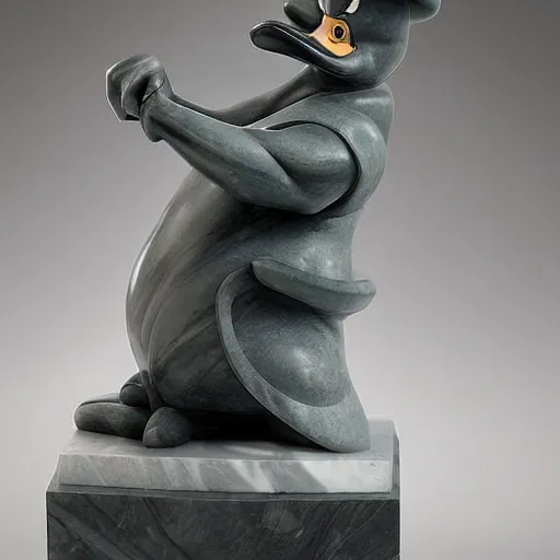 Prompt: A marble statue of Darkwing Duck