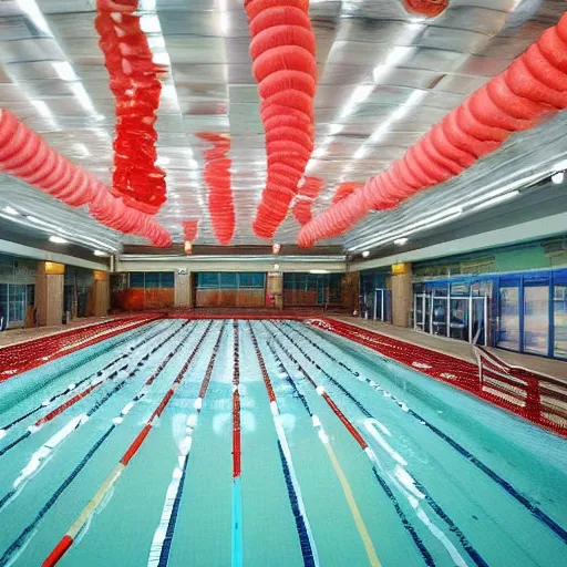 Prompt: highly detailed photo of a public pool filled with kimchi, trending on flickr