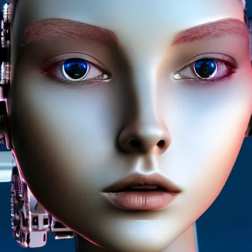 Prompt: girl, robot, cyborg, minerals, beautiful face, 3 d, hyperrealism, anime, 4 k