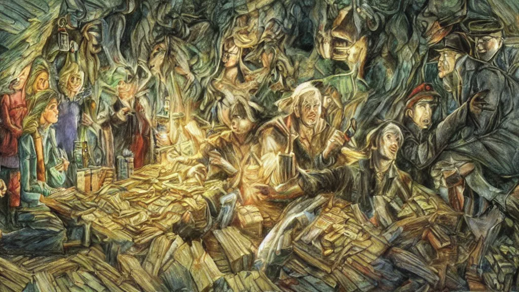 Image similar to an oil painting in the style of alan lee depicting the plot of the movie elf ( 2 0 0 3 )