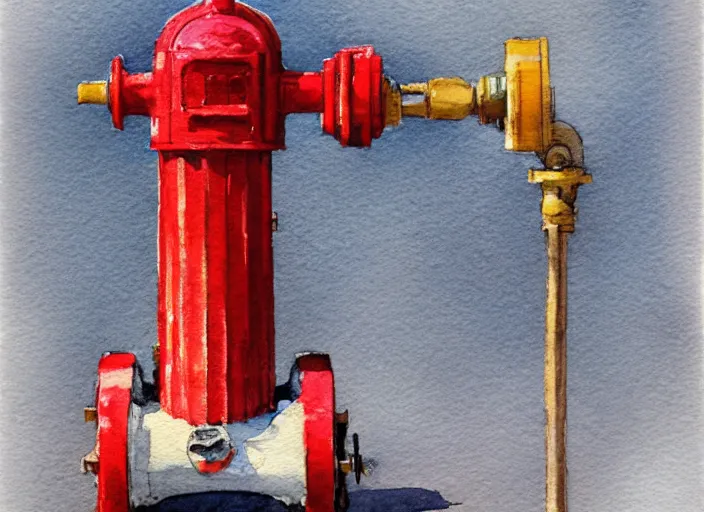 Image similar to concept art of a hydrant, pinterest, artstation trending, behance, watercolor, by coby whitmore, silver, laser light,