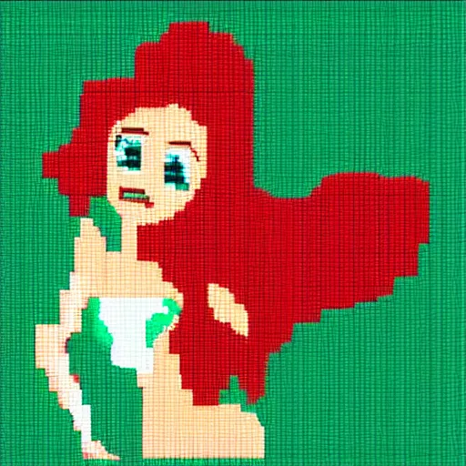 Prompt: Disney's Ariel as an playstation 1 pixel art Game