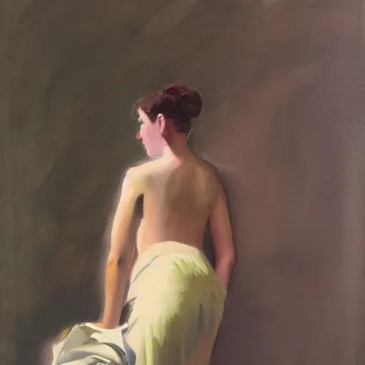 Prompt: a painting in the style of herbert james draper