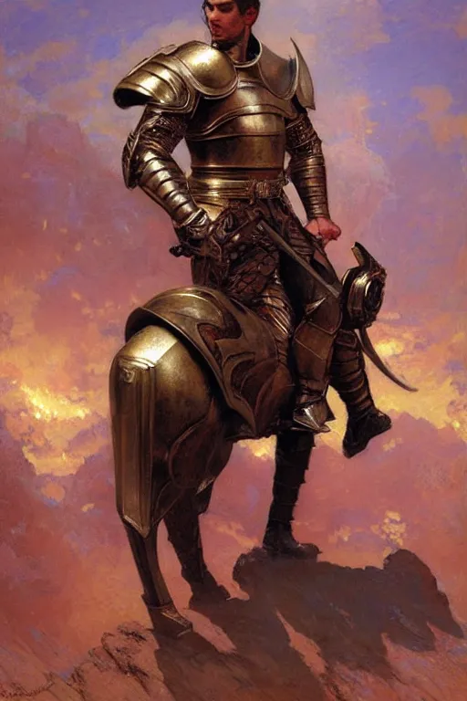 Image similar to attractive male with armor, character design, painting by gaston bussiere, craig mullins, j. c. leyendecker, tom of finland