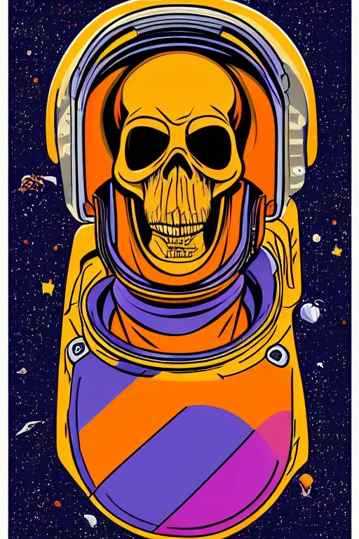 Image similar to portrait of a astronaut skeletor, art by steve simpson, sticker, colorful, illustration, highly detailed, simple, smooth and clean vector curves, no jagged lines, vector art, smooth