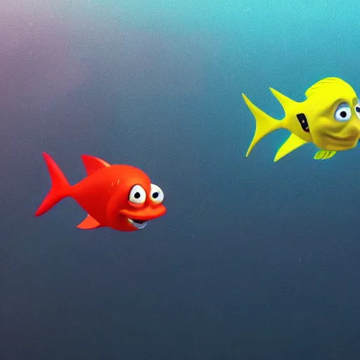 a 3d render of two fish underwater, with a boat on top | Stable Diffusion |  OpenArt