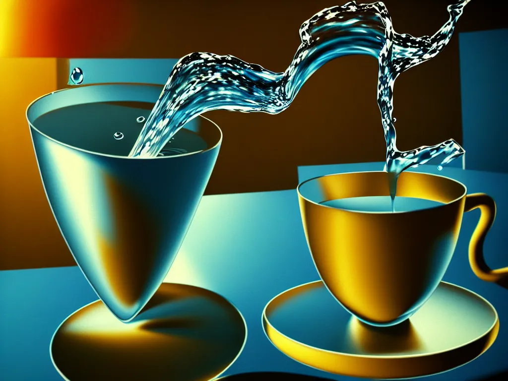 Image similar to highly detailed photo of cup of water, trending on deviantart, neo surrealism, sharp focus, a lot of little details, octane, masterpiece, art by max ernst