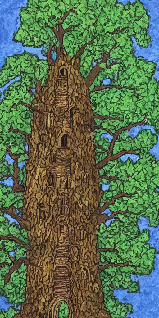 Image similar to a detailed portrait of a tree castle