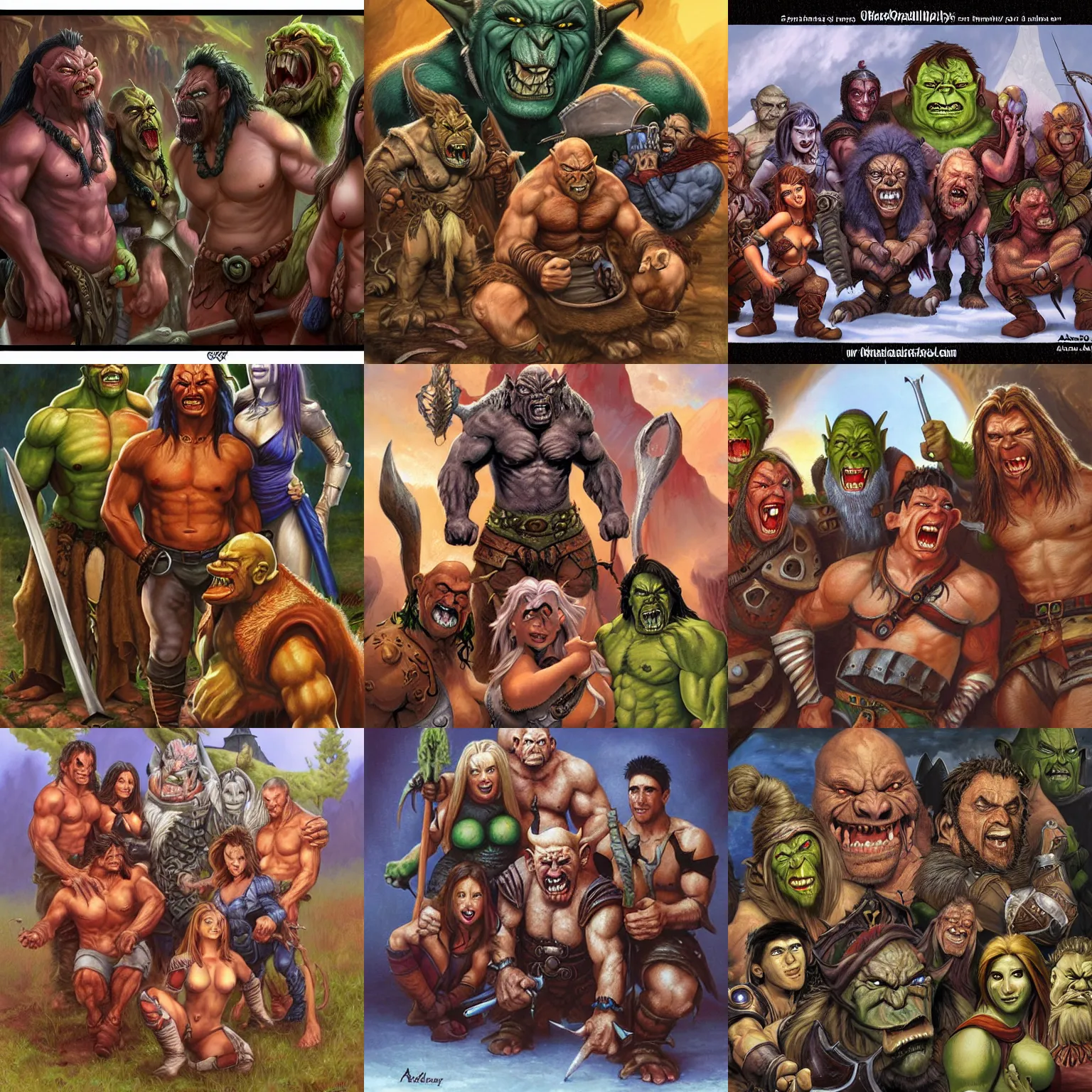 Prompt: an Orc version of Friends, by Alex Horley