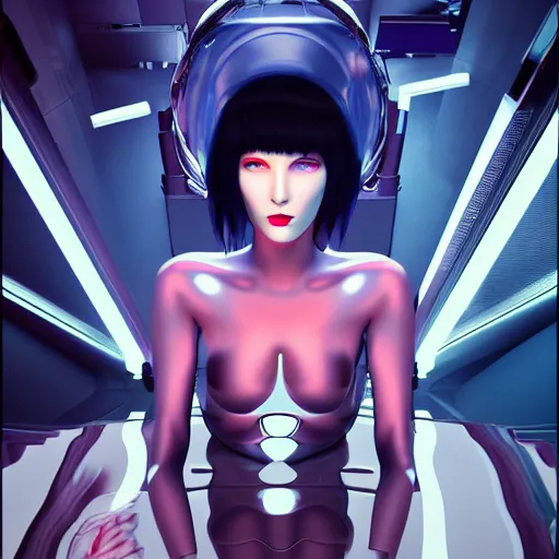 Prompt: ghost in the shell inspired avant-garde art, deco fashion, highly detailed, photorealistic portrait, bright studio setting, studio lighting, crisp quality and light reflections, unreal engine 5 quality render