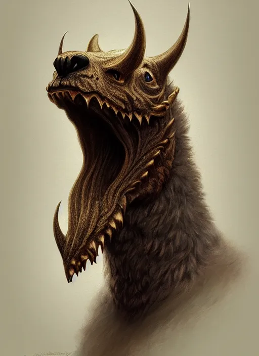 Prompt: anthropomorphic dire alpaca irontooth biter, intricate, elegant, highly detailed animal monster, digital painting, artstation, concept art, smooth, sharp focus, illustration, art by artgerm and greg rutkowski and alphonse mucha, 8 k