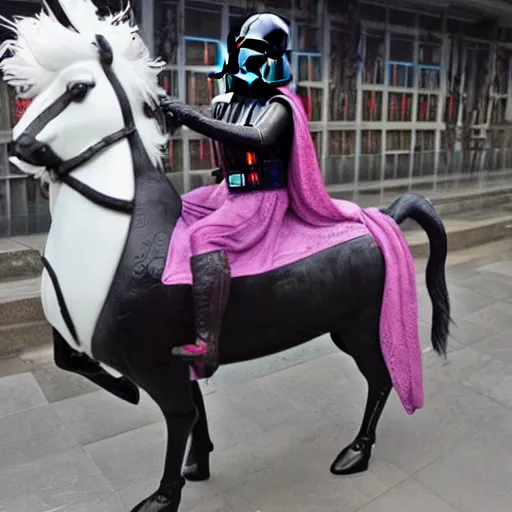 Prompt: Darth Vader riding a unicorn in China