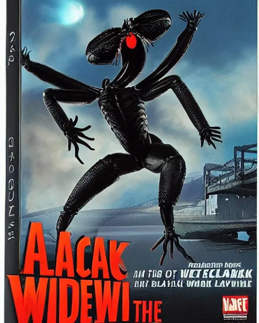 Image similar to 'attack of the giant black widow spider!' blu-ray DVD case still sealed in box, ebay listing