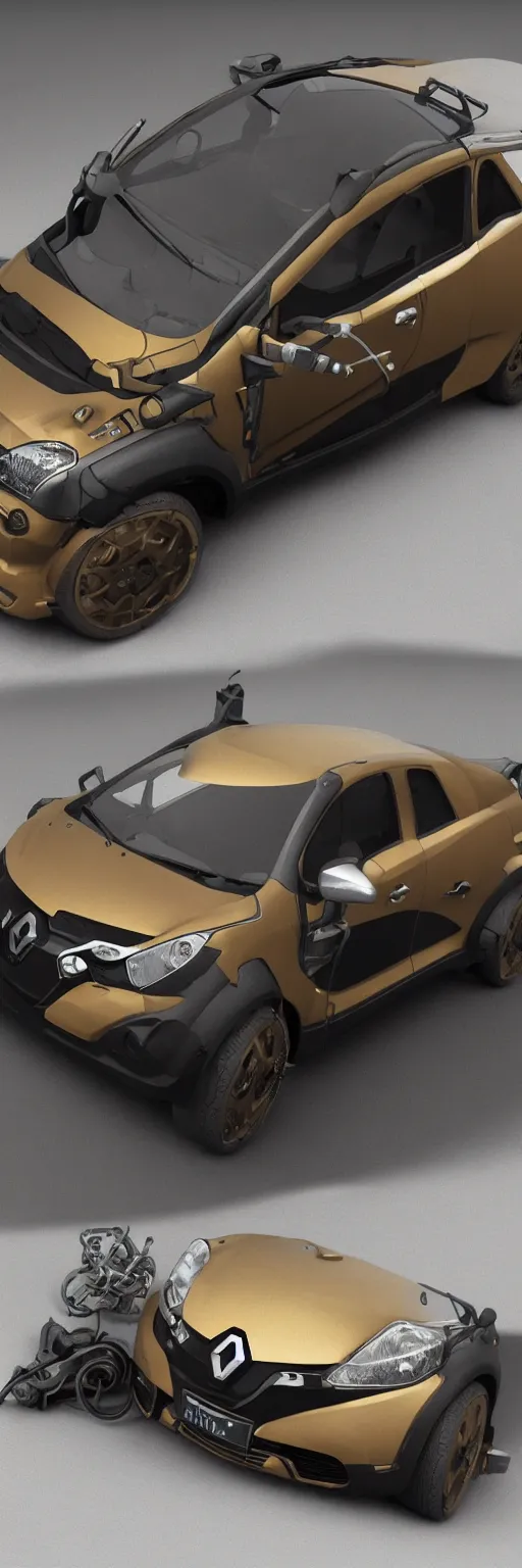 Prompt: octane render of steampunk version of Renault sandero from 1700th