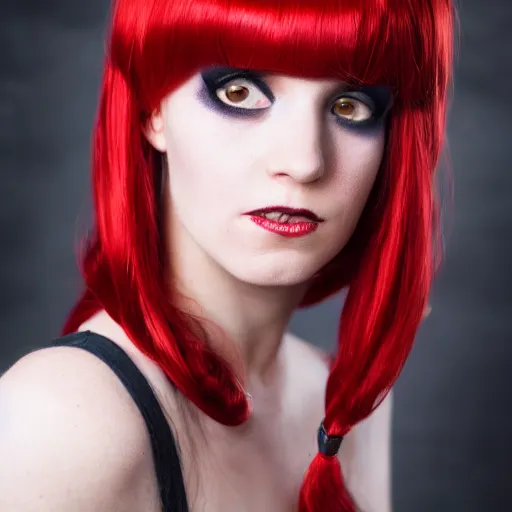 Image similar to Mary Jane cosplay by Dominique Mcelligott, seductive gaze, 8k, professional photography, cinematic studio shot, dark, smoke