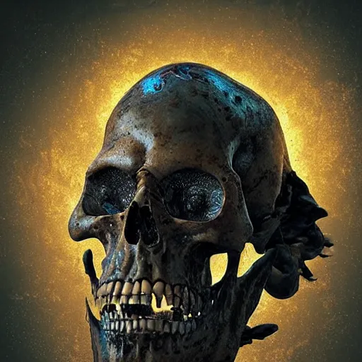 Image similar to portrait_of_a_melting_skull._intricate_abstract._intricate_artwork._by_Tooth_Wu_wlop_beeple_dan_mumford._octane_render_trending_on_artstat