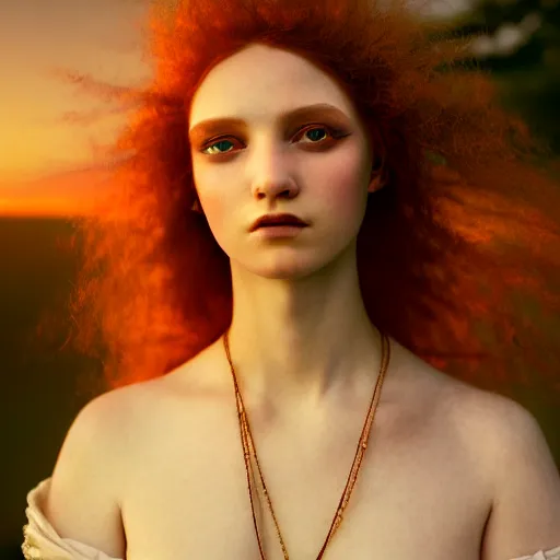 Prompt: photographic portrait of a stunningly beautiful renaissance female emo pagan in soft dreamy light at sunset, contemporary fashion shoot, by edward robert hughes, annie leibovitz and steve mccurry, david lazar, jimmy nelsson, breathtaking, 8 k resolution, extremely detailed, beautiful, establishing shot, artistic, hyperrealistic, beautiful face, octane render