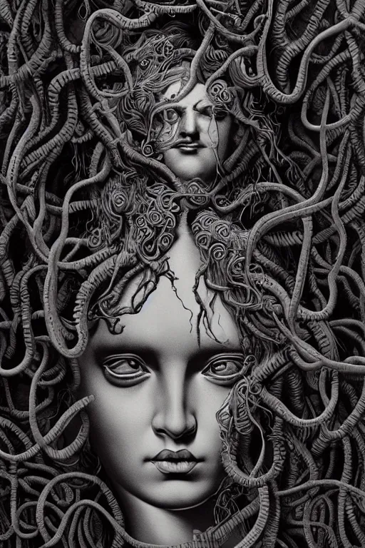 Image similar to Medusa goddess painting by Dan Hillier, trending on artstation, artstationHD, artstationHQ, 4k, 8k