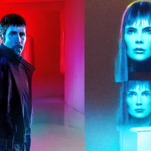 Prompt: portrait of joi from blade runner 2 0 4 9 as a hologram