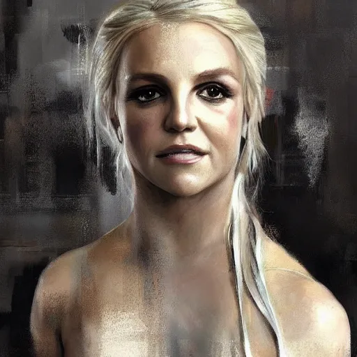 Image similar to britney spears as daenerys targaryen morphed together, hybrid, jeremy mann painting