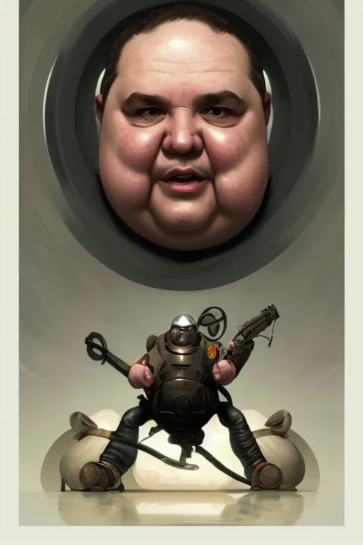 Image similar to a middle aged obese man as a canon ball, realistic painting, symmetrical, highly detailed, digital painting, artstation, concept art, smooth, sharp focus, illustration, cinematic lighting, art by artgerm and greg rutkowski and alphonse mucha