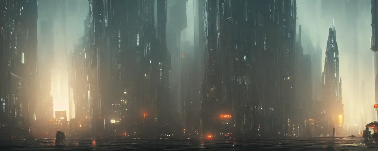 Image similar to sci-fi blade runner city beautiful dynamic lighting, cinematic, wide angle establishing shot, extremely high detail, photo realistic, cinematic lighting, post processed, concept art, artstation, matte painting, style by Jakub Rozalski , unreal engine 8k