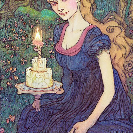 Image similar to happy birthday julia painting by rebecca guay. happy. sweet. soft light. pastel tones