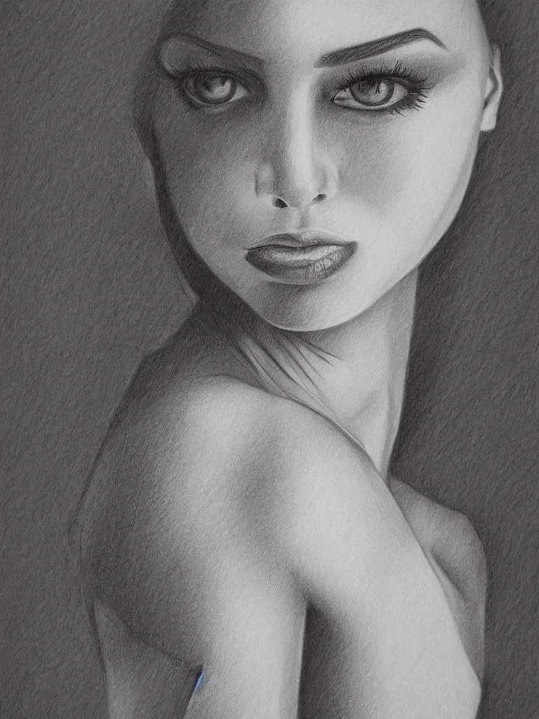 Image similar to geometric sketch of woman, detailed, charcoal on paper,