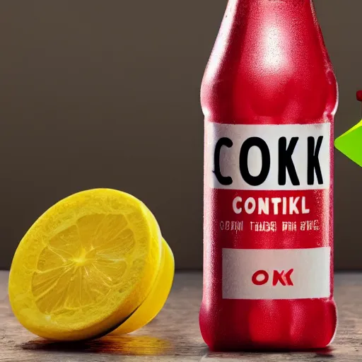 Prompt: a softdrink bottle labelled conk, marketing photo