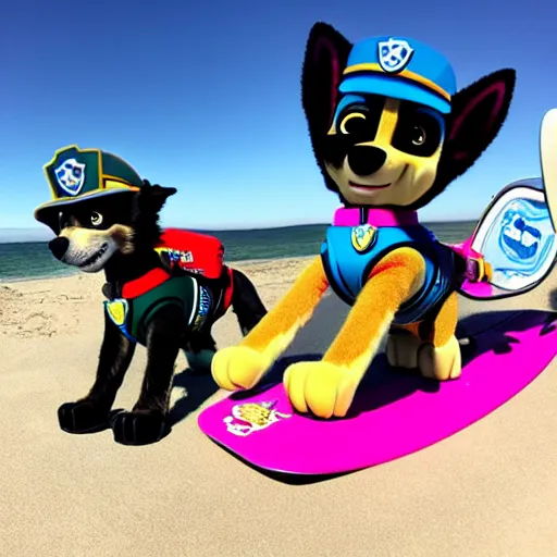 Image similar to paw patrol shredding the gnar