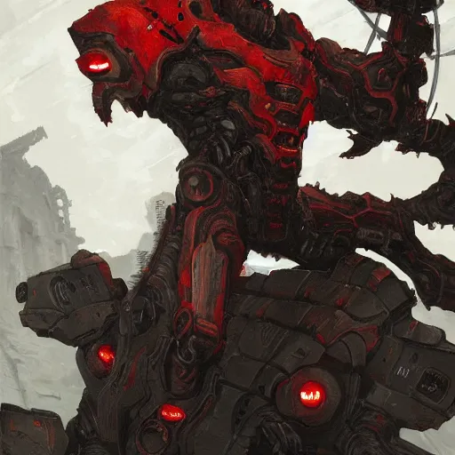 Image similar to doom slayer, painted by tsutomu nihei, painted by stanley lau