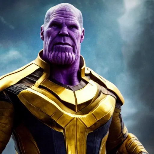Prompt: benedict cumberbatch as thanos, marvel cinematic universe, making out, photo