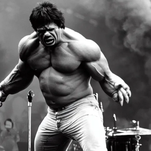 Image similar to hulk performing at woodstock