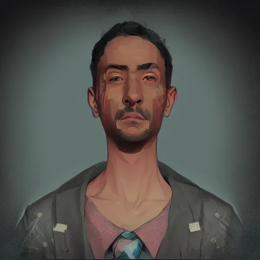 Prompt: the personification of a broken mind, disco elysium style portrait