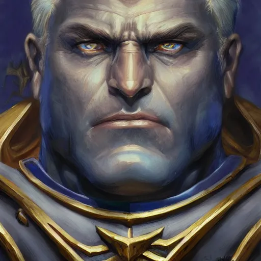 Image similar to Roboute Guilliman, closeup portrait art by Donato Giancola and James Gurney, digital art, trending on artstation