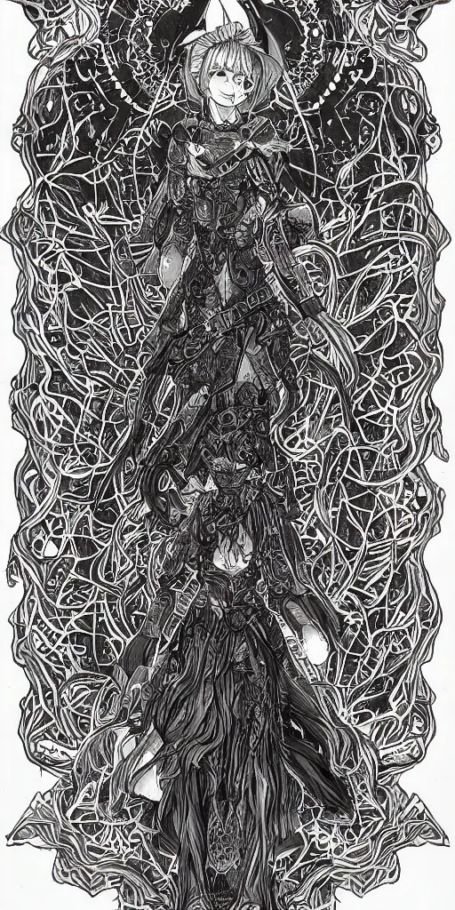 Image similar to a mage from final fantasy 14, intricate, amazing line work, cosmic, psychedelic.