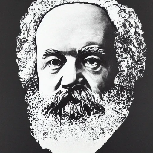 Image similar to portrait of karl marx by david hockney