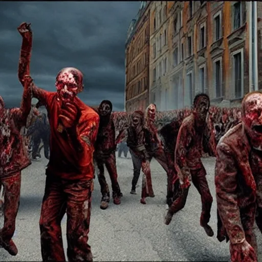 Image similar to zombies in london, ultra realistic, photorealism, from the movie dawn of the dead