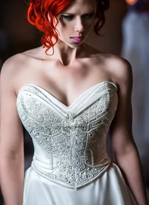 Image similar to photo of black widow in a wedding dress, symmetry, awesome exposition, very detailed, highly accurate, intricate, professional lighting diffracted lightrays, 8 k, sense of awe