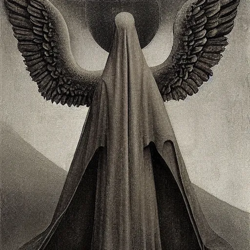 Prompt: the angel of death by hieronymus bosch and zdzisław beksinski