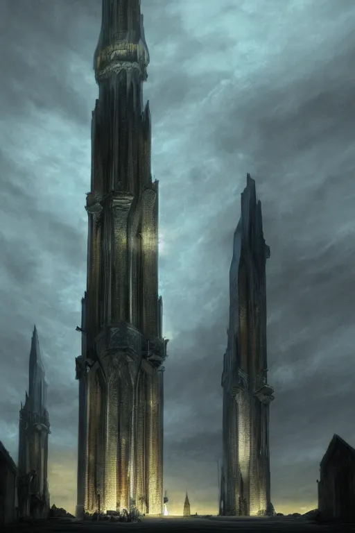 Image similar to Inside Orthanc Tower, evening, detailed matte painting, cinematic, Alan Lee, Artstation