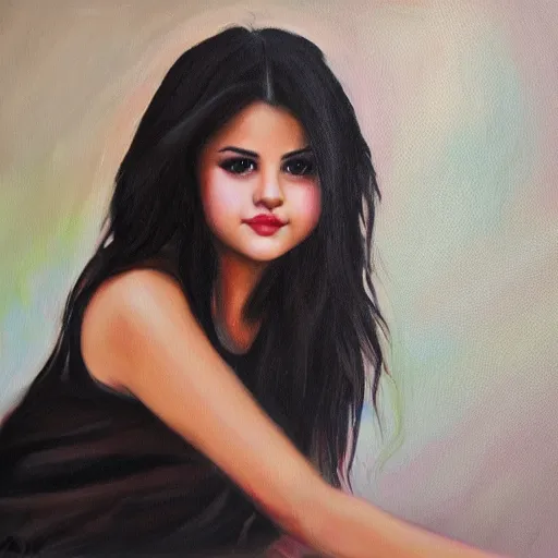 Prompt: selena gomez, classic portrait, oil painting